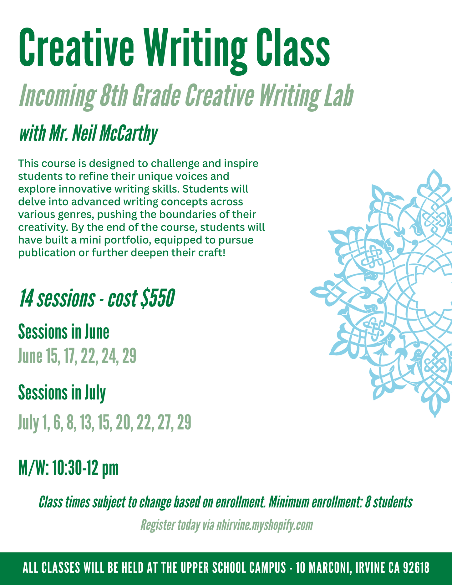 Creative Writing Class - Incoming 8th Graders